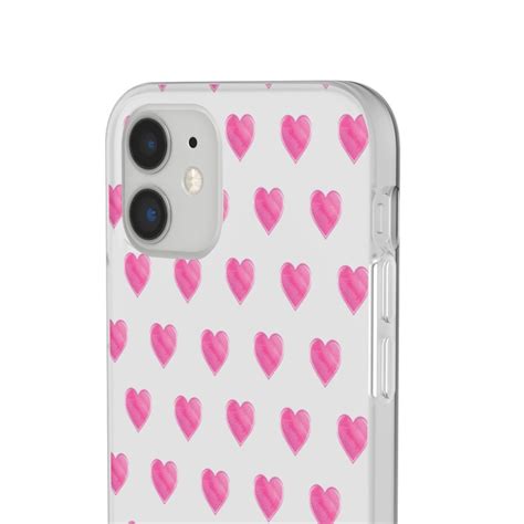 Flexible Phone Case Preppy Hearts Watercolor Pink Etsy