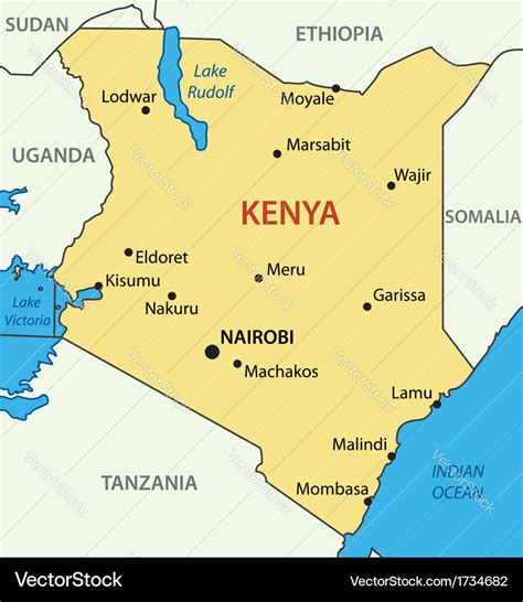 Republic Of Kenya Map Royalty Free Vector Image