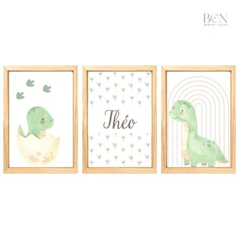 Kit Quadros Decorativos Dinossauros E Nome Elo