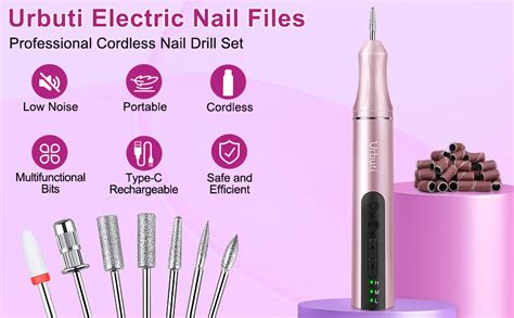 Electric Nail Files Urbuti Cordless 20000 RPM Nail Drill For Acrylic