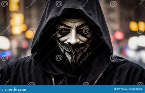 Guy Fawkes Mask In Flame In Plain Black Background. Generative AI Stock ...