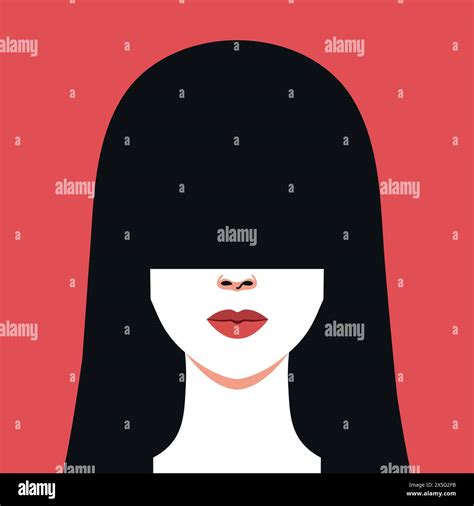 Abstract Faceless Woman Portrait Brunette Female With Long Bangs