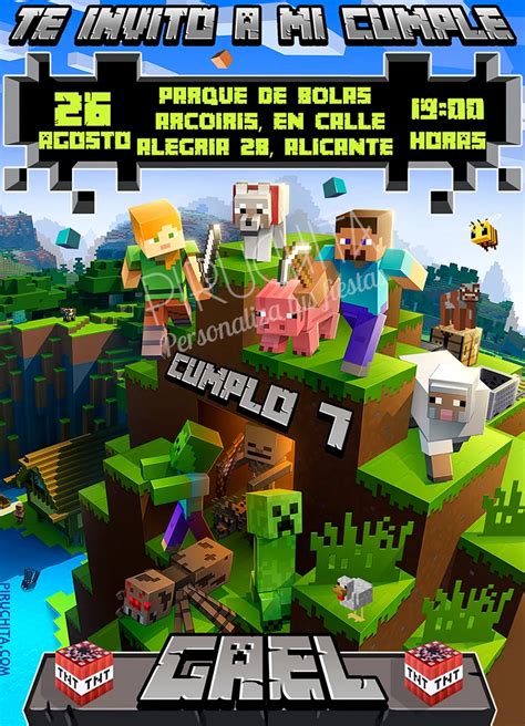 Tarjetas De Minecraft Para Imprimir Videojuego Nintendo Minecraft