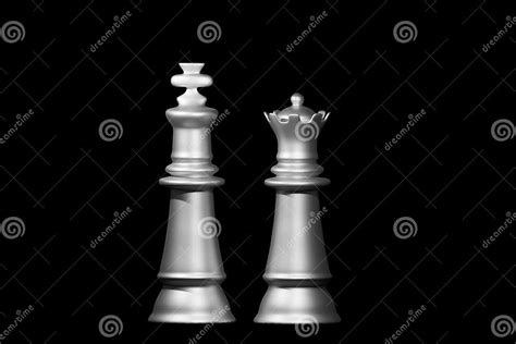 Chess King And Queen Isolated On Black Background 3d Render