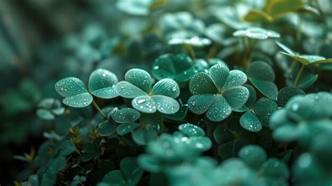 Premium Photo Shamrock Patterns And Clover Leaves On A Green Background