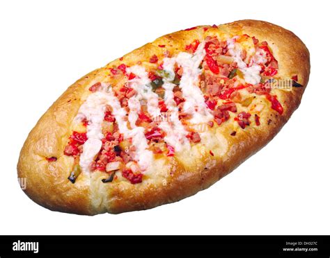 Oval pizza isolated on white Stock Photo - Alamy