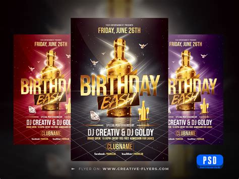 Gold Birthday Bash Flyer Template On Behance