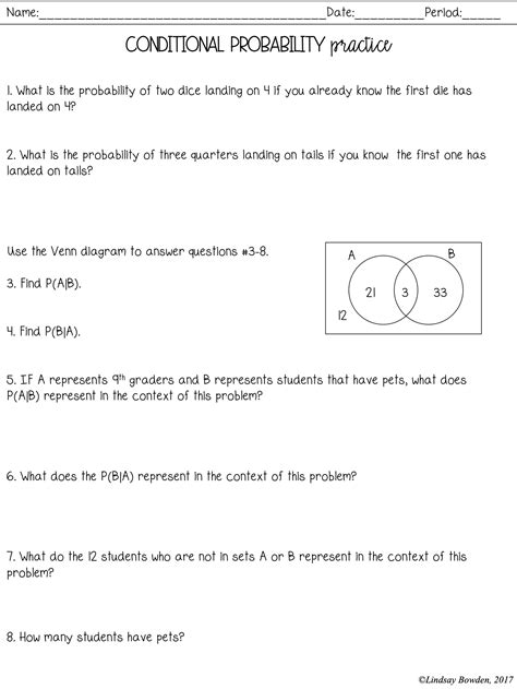 Probability Notes And Worksheets Lindsay Bowden