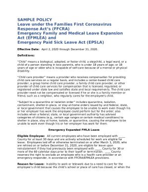 FMLA Leave Expansion And Emergency Paid Sick Leave Policy Doc