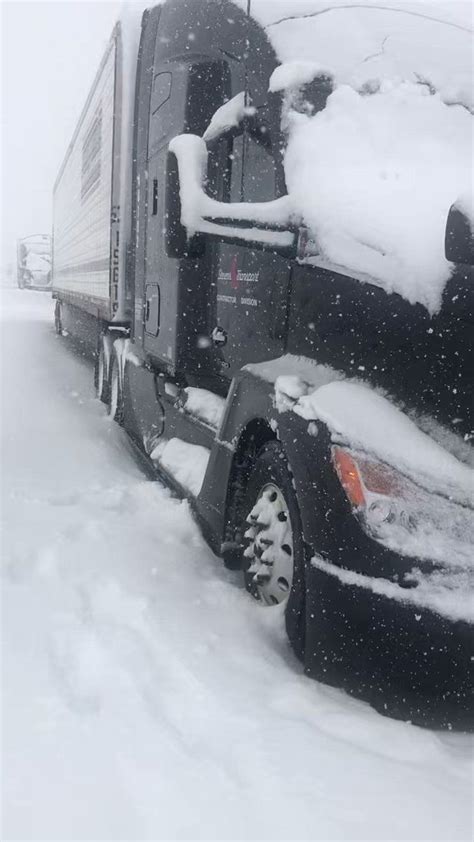 Semi-Truck Stuck in Snow Storm in Southern California