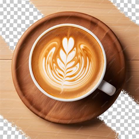 Premium Psd Bird S Eye View Of Latte Art On Wooden Table