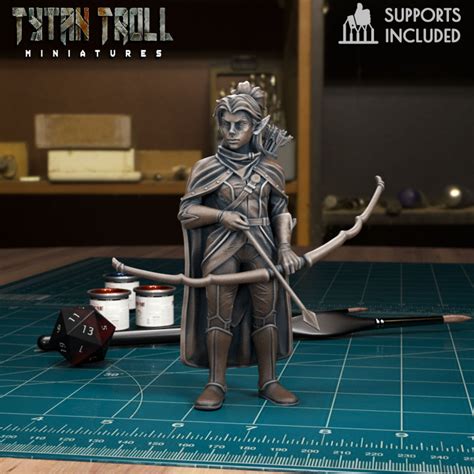 3D Printable DnD Heroes Elf Ranger Female Pre Supported By TytanTroll