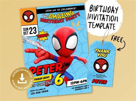 Printable Birthday Invitation, Digital Birthday Invitation, Editable ...