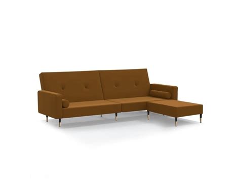 Vidaxl canapé lit à 2 places avec repose pied marron velours Conforama