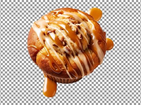 Premium Psd Delicious Caramel Glazed Muffin Isolated On Transparent