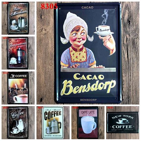 Coffee Metal Plate Vintage Tin Sign Iron Painting Bar Art Cafe