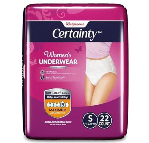 Walgreens Certainty Women S Underwear Maximum Absorbency Small 22 0ea