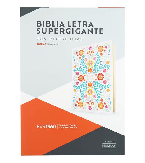 Biblia Letra Super Gigante Rvr Con Referencias Piel Floreada