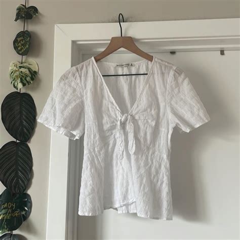 Abercrombie Fitch Women S White Blouse Depop