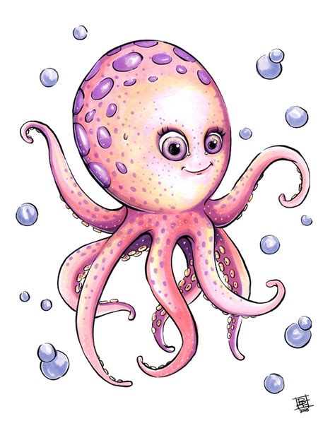 Adorable Baby Octopus Art Print Sea Creature Series | Etsy | Octopus ...