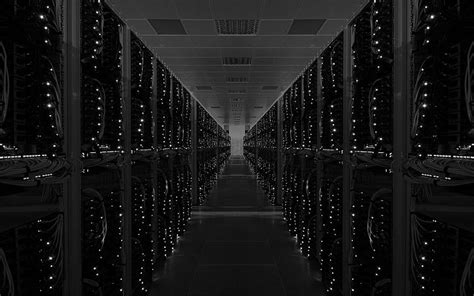 Hd Wallpaper Gray And Black Hallway Data Center Server Geometry