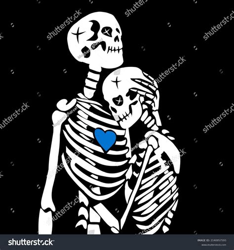 Kissing Skullskeleton Loveillustration Skeletons Coupleskeletons Love