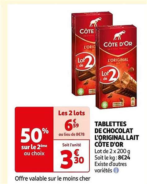 Promo Tablettes De Chocolat L Original Lait C Te D Or Chez Auchan