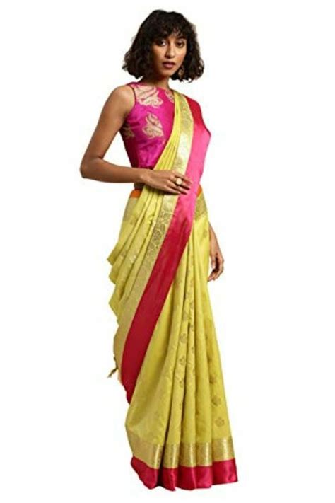 Buy Varkala Silk Sarees Women Light Green Woven Design Banarasi Katan Silk Saree With Blouse