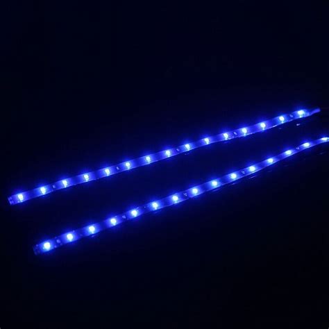 2x Bright Blue Led Strip Light Flexible 12v Dc Universal For Car