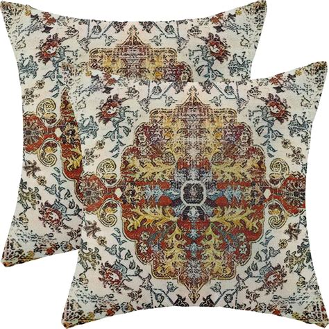 Boho Pillow Covers 18x18 Inch Set Of 2carpet Pattern Throw Pillows