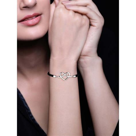 GIVA Sterling Silver Into You Black Bracelet For Women And Girls Buy