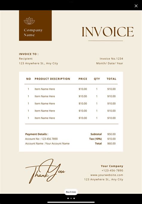 Digital Invoice Template - Etsy