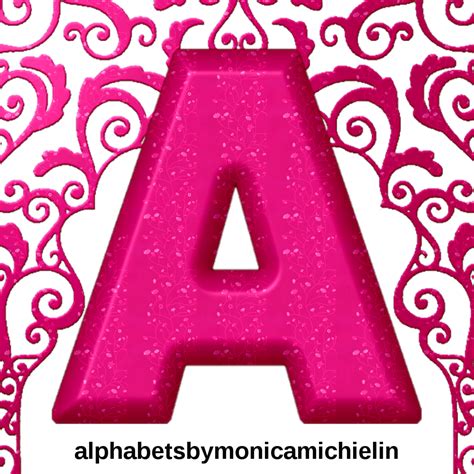 Monica Michielin Alphabets Alfabeto Rosa Choque Ornamentos Png Pink