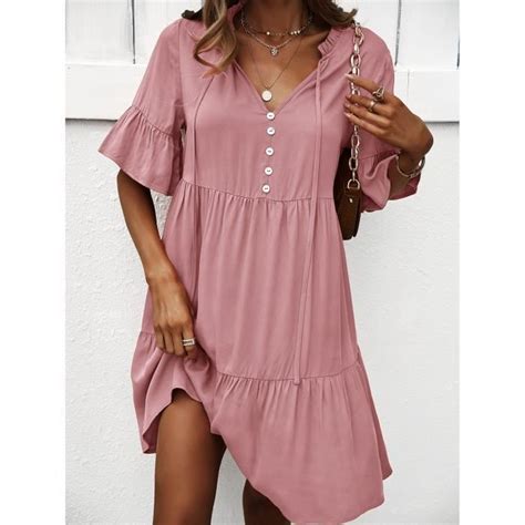 Robe femme chic et elegant Sexy Romantique Vacances à la plage Rose