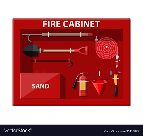 Fire Cabinet Firefighting Set Fire Equipment Vector Image