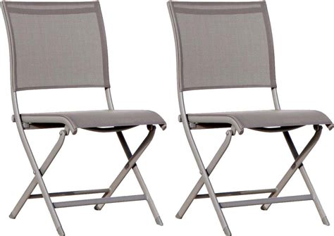 Chaises Pliante Jardin En Aluminium Elegance Lot De 2 Taupe