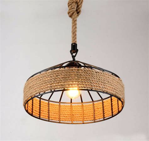 Vintage Retro Industrial Loft Hemp Rope Iron Pendant Ceiling Etsy