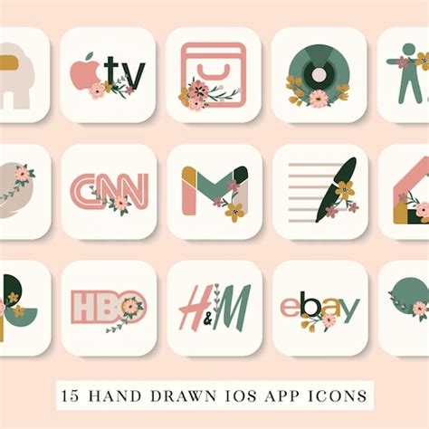 Hand Drawn Phone Icons Ios Icons Ios Aesthetic Iphone Etsy