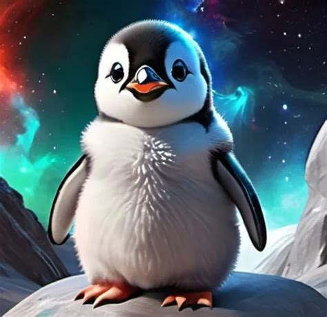 Cute Baby Penguin God Made Of Cosmic Energy White B