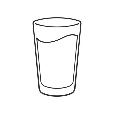 Tall glass cup full of water or liquid outline clipart element. Simple ...