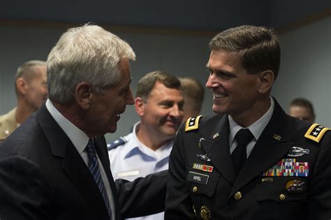 Defense Secretary Chuck Hagel Talks With Army Gen Joseph L Votel Iii