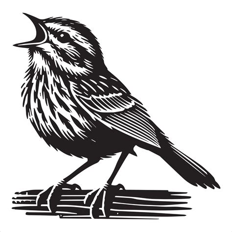 Song sparrow silhouette, Melospiza Melodia Clipart, Song Sparrow