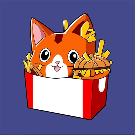 Premium Vector Fast Food Cat A Box Of Cute Nuggets That Are Shap