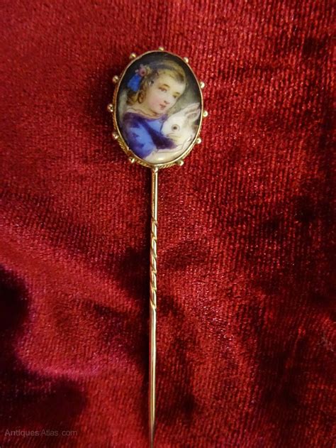 Antiques Atlas Late 19th Century Gilt Metal And Porcelain Stick Pin