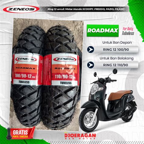 Ban Motor Matic Sepasanng Ring 12 Zeneos ROADMAX Tubeless Scoopy New