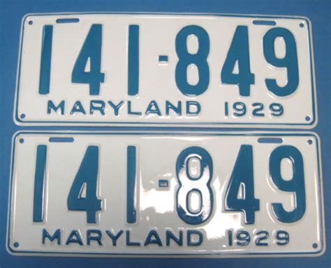 Maryland License Plates Matched Pair Professionally Restored Show