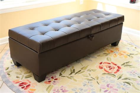 Home Life Mission Brown Tufted Leather Storage Ottoman