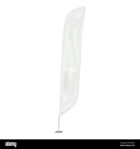 White Feather Wind Flag Vector Mock Up Blank Banner On Metal Pole Mockup Vertical Advertising