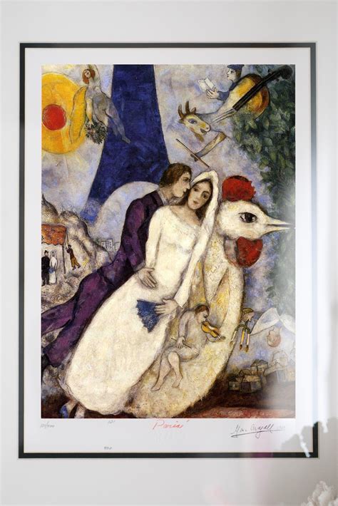 Marc Chagall Bride And Groom Of The Eiffel Tower 1969 Etsy