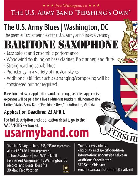 Us Army Blues Ensemble Looking For Baritone Saxophonist